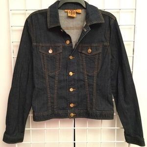 NEW TORY BURCH DENIM JEAN JACKET GOLD LOGO SIZE 6